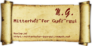 Mitterhöfer Györgyi névjegykártya